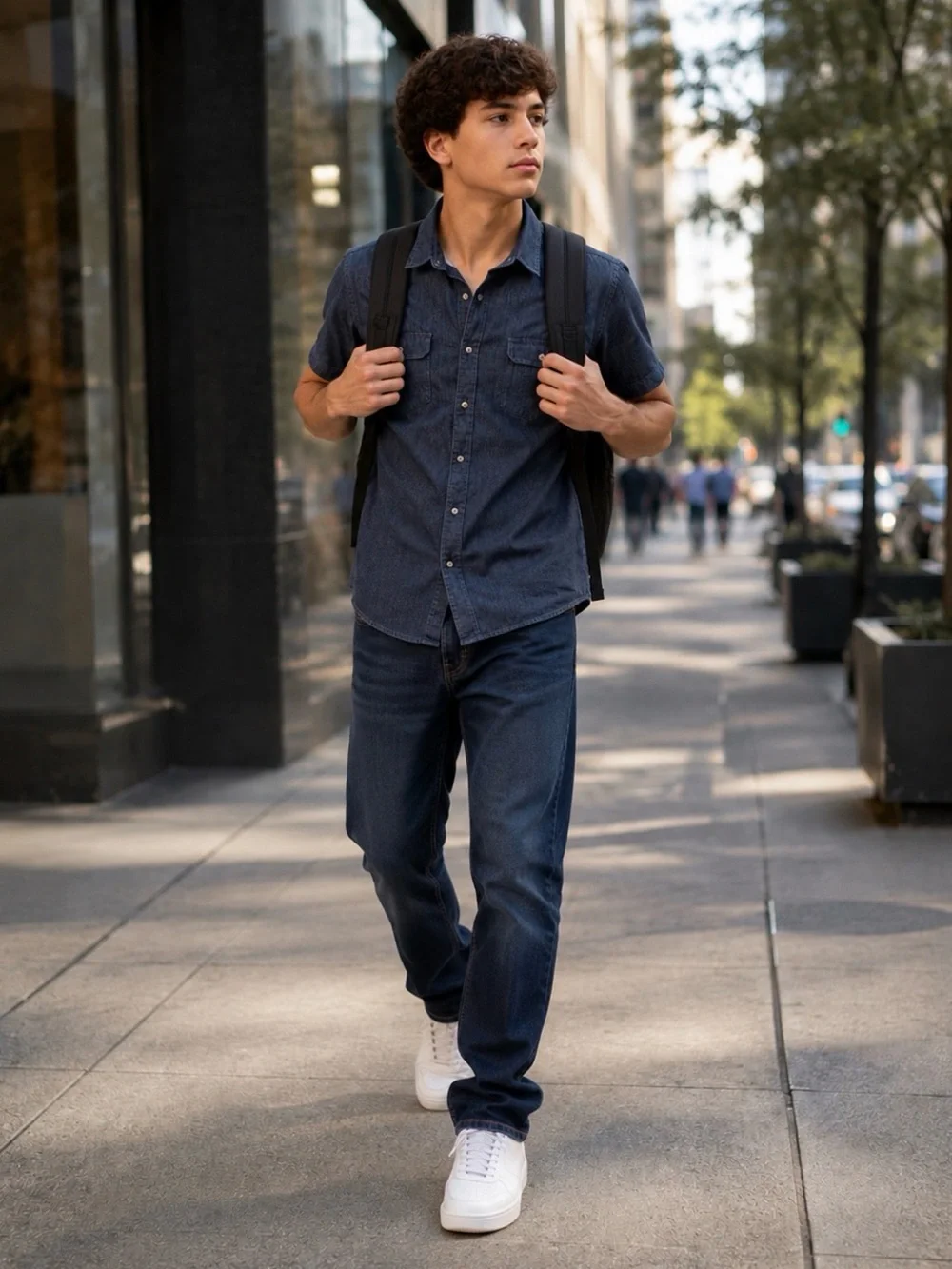 Van Heusen Dark Navy Short Sleeve Button-Down Shirt